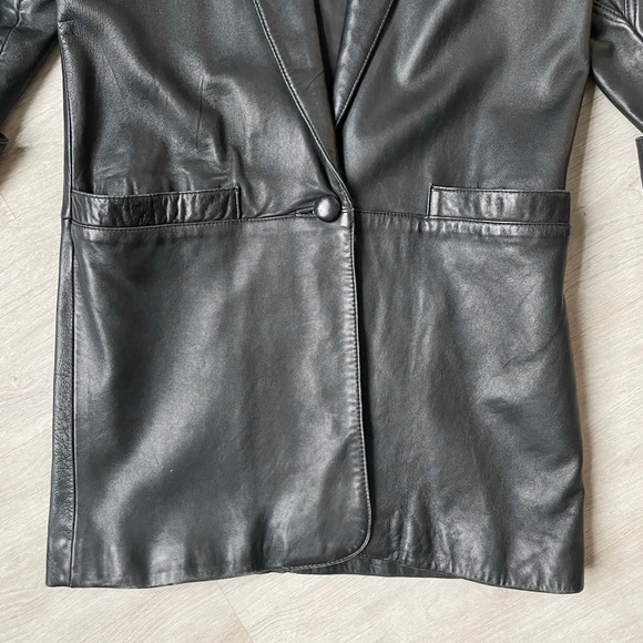 Vintage 1980s Tibor Slouchy Leather Long Blazer Jacket! Sz XS (Fits Loosely) - Picture 7 of 9